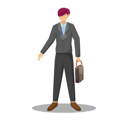 Isolated business man with briefcase on white.