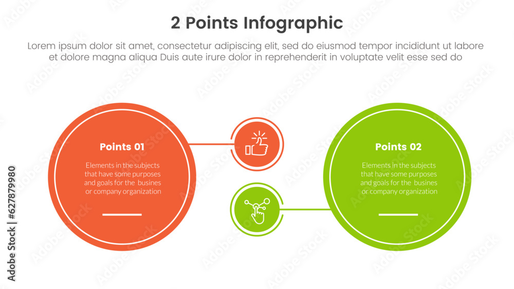Poster versus or compare and comparison concept for infographic template banner with big circle and small l
