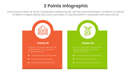 versus or compare and comparison concept for infographic template banner with box banner and circle on top with two point list information