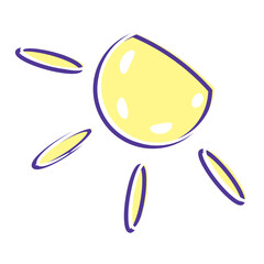 Isolated colored summer seasonal sun sketch icon Vector