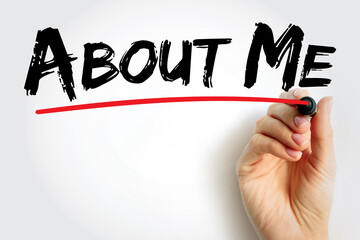About Me text quote, concept background