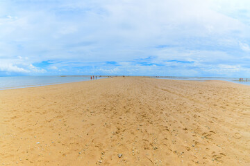 View of the sand path of Coroa Vermelha beach, tourist destination of Bahia state at Santa Cruz Cabralia city. 