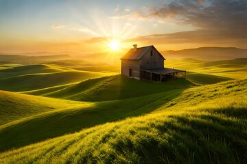 sunset in the village