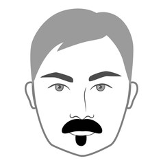 Walrus with Soul Patch Beard style men in face illustration Facial hair mustache. Vector grey black portrait male Fashion template flat barber collection set. Stylish hairstyle isolated outline