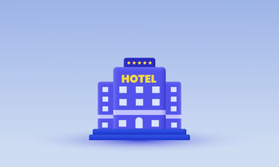 illustration purple hotel casual vector icon 3d  symbols isolated on background.3d design cartoon style. 
