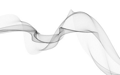 Fototapeta premium Abstract background with monochrome wave lines on white background.