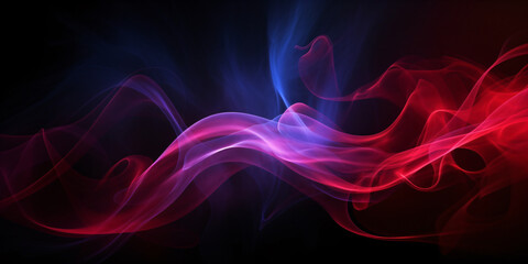 Beautiful abstract futuristic dark background with neon glow and smoke - created with AI 