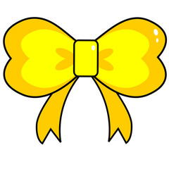 yellow bow with ribbon