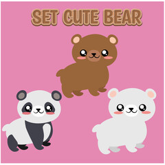 Fototapeta premium ilustracion vectorial de oso pardo, oso panda y oso polar