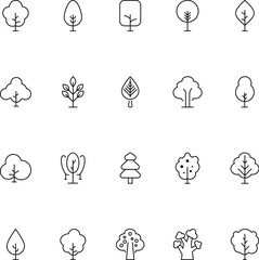 Fototapeta premium Tree line icon set. Perfect for web sites, books, stores, shops. Editable stroke in minimalistic outline style