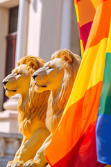 Fototapeta na wymiar A lion representing gay pride