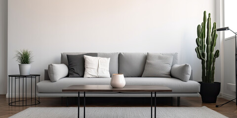 Modern interior. Light living room. Generative AI