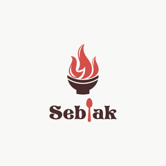 Logo Illustration of Seblak with Bowl and Fire Good for Foods and Restaurant Logo Vector Design Concept.