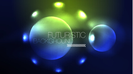 Circles with bright neon shiny light effects, abstract background wallpaper design