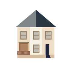 Cartoon house in flat illustration, home exterior vector image