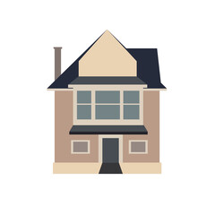 European small house illustration, flat design vector