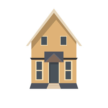 Western small house building illustration, modern flat home vector