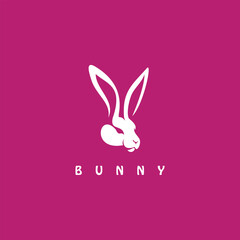 rabbit head illustration logo on pink background