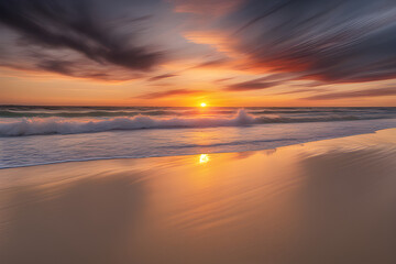 Fototapeta na wymiar sunset on the beach. Generative AI 