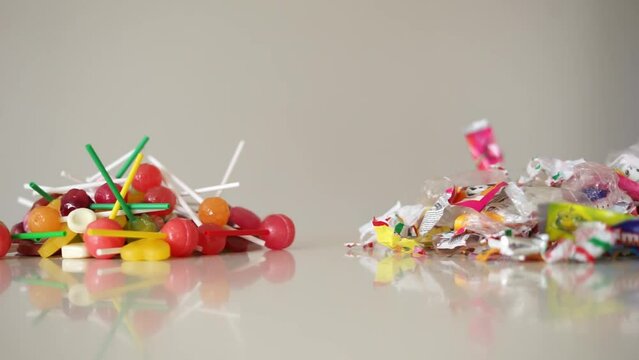 chupa chups and wrappers on the table