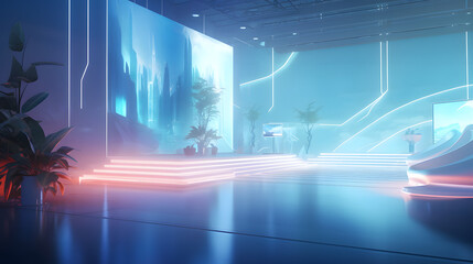 美しい未来的な背景とモダンなポディウムのイラスト No.031 | Illustration of Beautiful Futuristic Background with Modern Podium Generative AI
