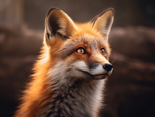 Obraz premium Graceful Red Fox in Natural Habitat Wildlife Illustration Generative Ai