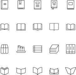 Book line icon set. Perfect for web sites, books, stores, shops. Editable stroke in minimalistic outline style