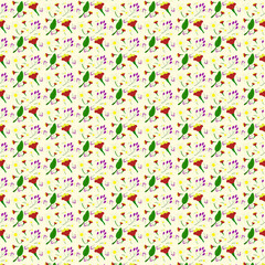 Abstract flower seamless pattern. Flat colorsn light background