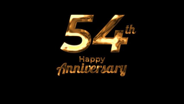 Animated text happy anniversary  54th gold 4K, birthday, celebration, moment, gold moment