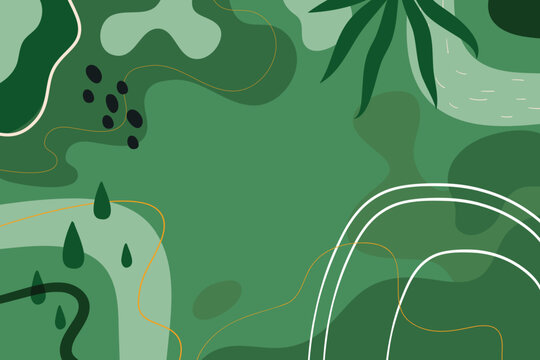 Presentation Background with tropical leaf plant on green background vector design.