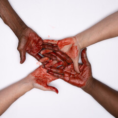 Blood on your hands, women of diversity  protesting for choice. 