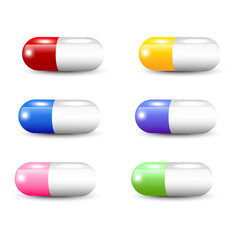 Set of color medical pills. Vector illustration. EPS 10.