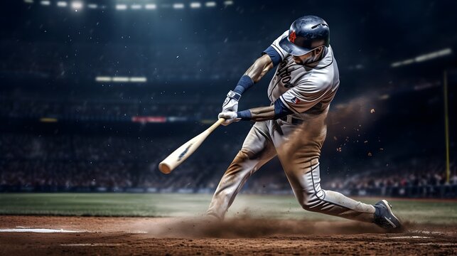 Baseball Professional Athlete Swinging Bat