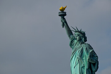 close up de la estatua de la libertad con espacio para texto, Nueva York