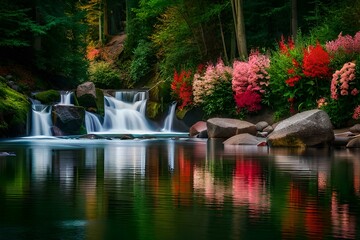 waterfall in the park  Generative AI