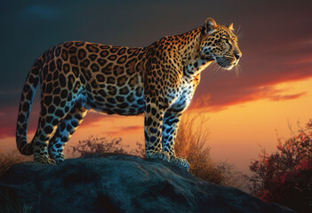 Fototapeta na wymiar a cheetah on the wilderness, in the style of realistic depiction of light, light gold and orange