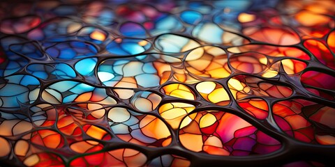 illustration of colorful stained glass window, generative AI