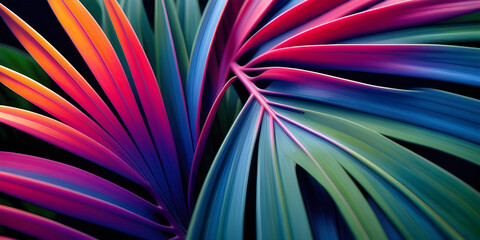 A colorful palm leaves.as background. Generative AI