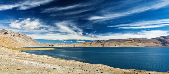 Tso Moriri lake in Himalayas, Ladakh, India