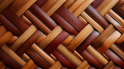 woven bamboo background top view ,traditional woven bamboo pattern ,generative ai