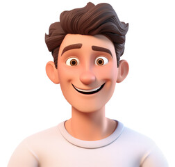 Happy smiling young man. 3D avatar character isolated. - obrazy, fototapety, plakaty