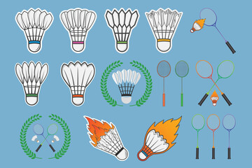 Badminton Vector Bundle, Badminton Vector Cork Bundle, Racket illustration, Racket Vector, Sports elements, Badminton  Ball, vector, colorful vector, rgb vector, Badminton color vector, silhouette