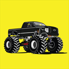 black monster truck illustration © Bani