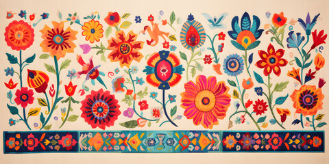 Fototapeta premium Indian pattern with flowers 