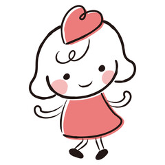 ハートマークを付けた女の子の妖精のキャラクター