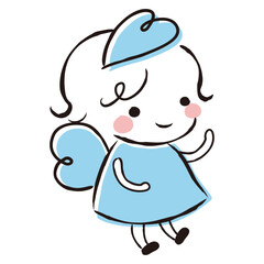 ハートマークを付けた女の子の妖精のキャラクター