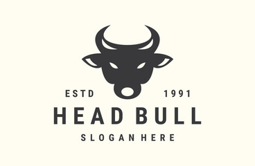 Head bull logo vector icon illustration hipster vintage retro