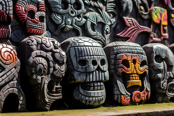 Mayan mexican handcrafts souvenirs carved wood mix

