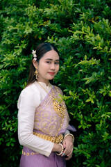 woman wearing thai dress It's a regular dress in Thailand.