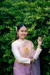 woman wearing thai dress It's a regular dress in Thailand.